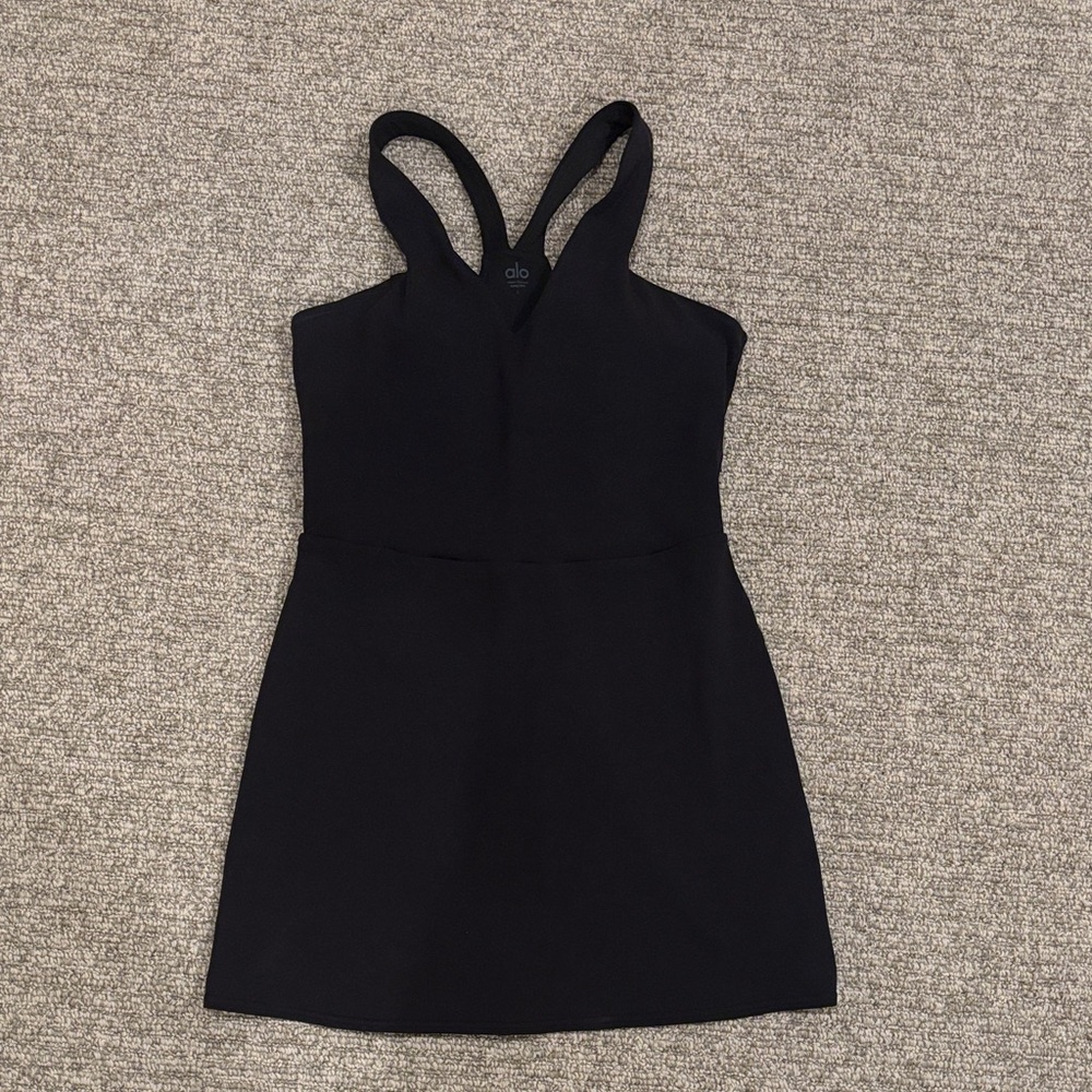 ALO Yoga Sleek Black Tennis Dress